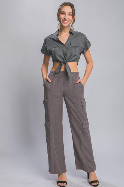 Full-length Tencel Pants With Cargo Pockets - AMIClubwear