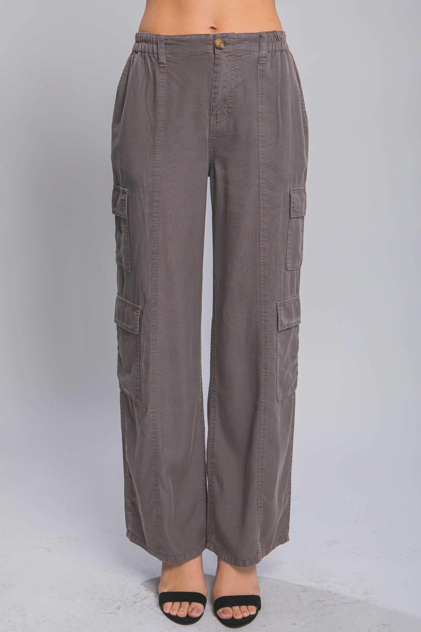 Full-length Tencel Pants With Cargo Pockets - AMIClubwear