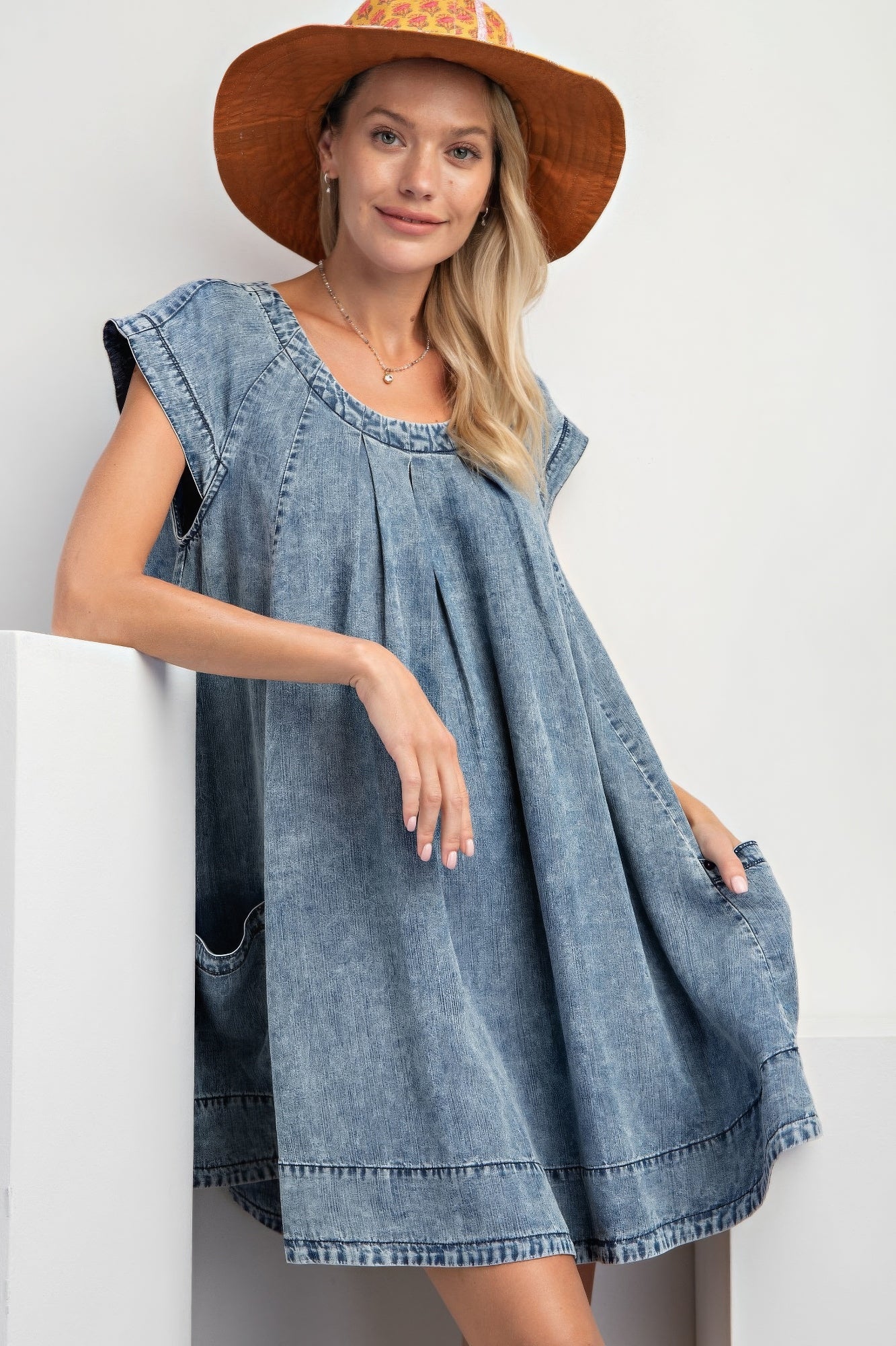 Stone Washed Denim Swing Dress