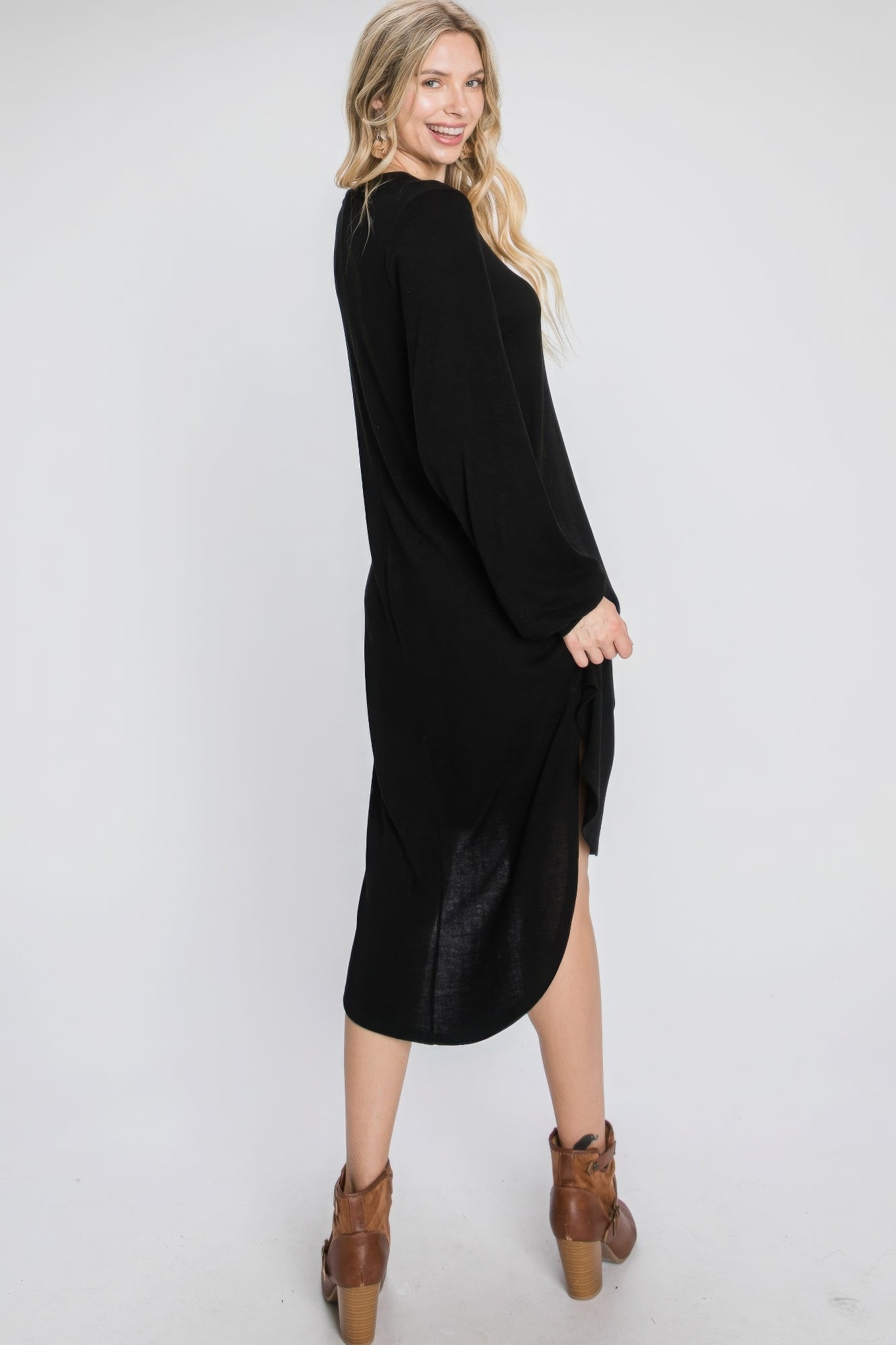 Minimal Long Sleeve Midi Dress