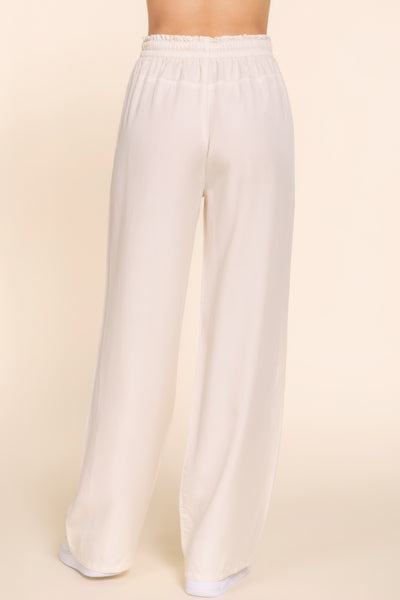 Elastic Waist Tencel Long Pants