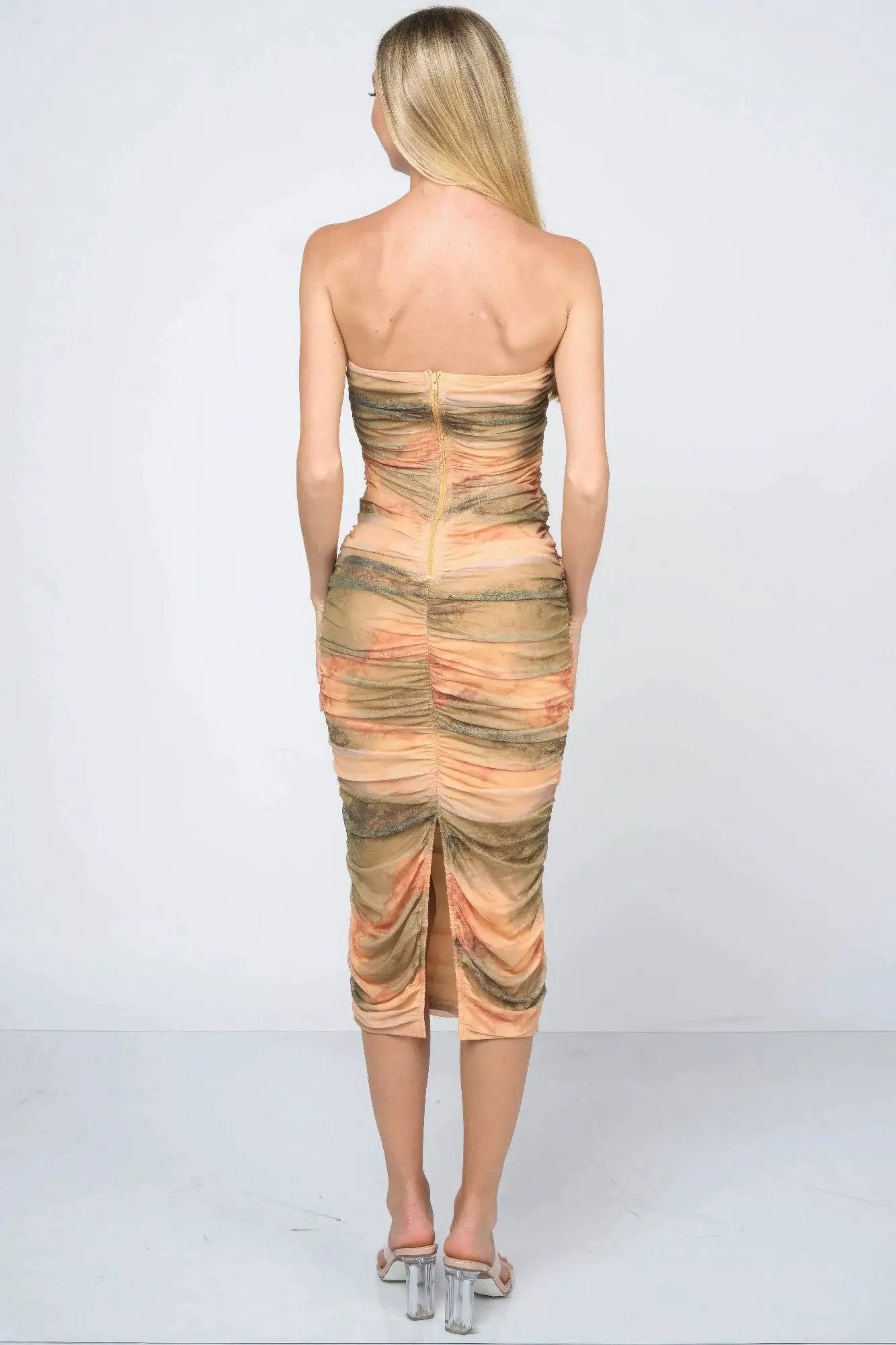 Tie dey printed mesh mini dress