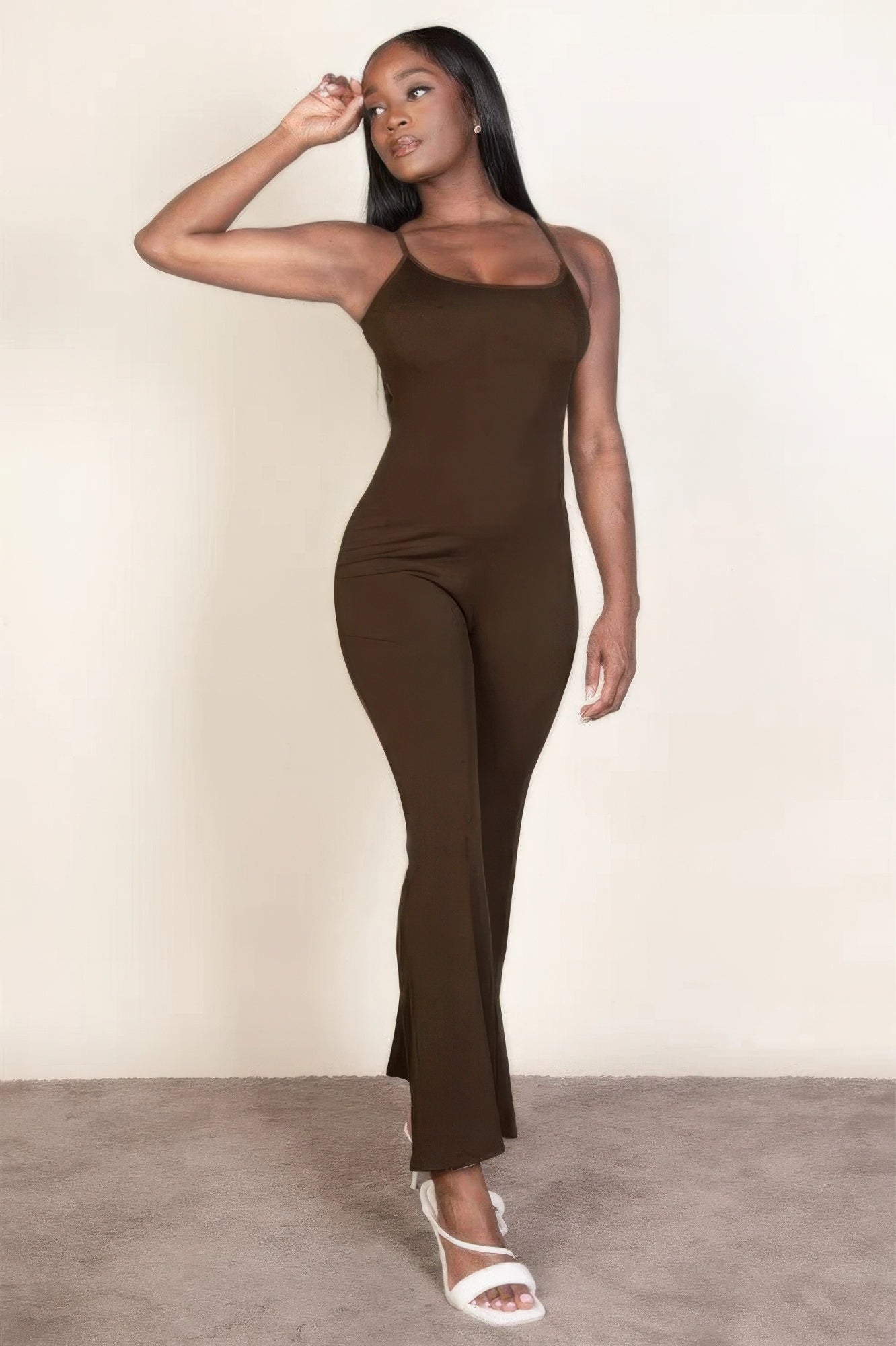 Buy Ribbed sleeveless wide leg jumpsuit with crypto
