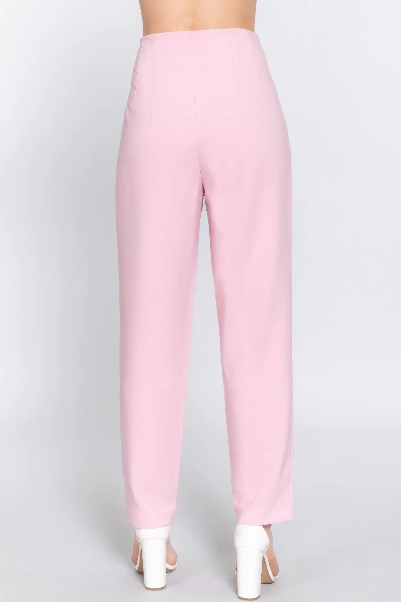 High Waist Pintuck Detail Long Pants