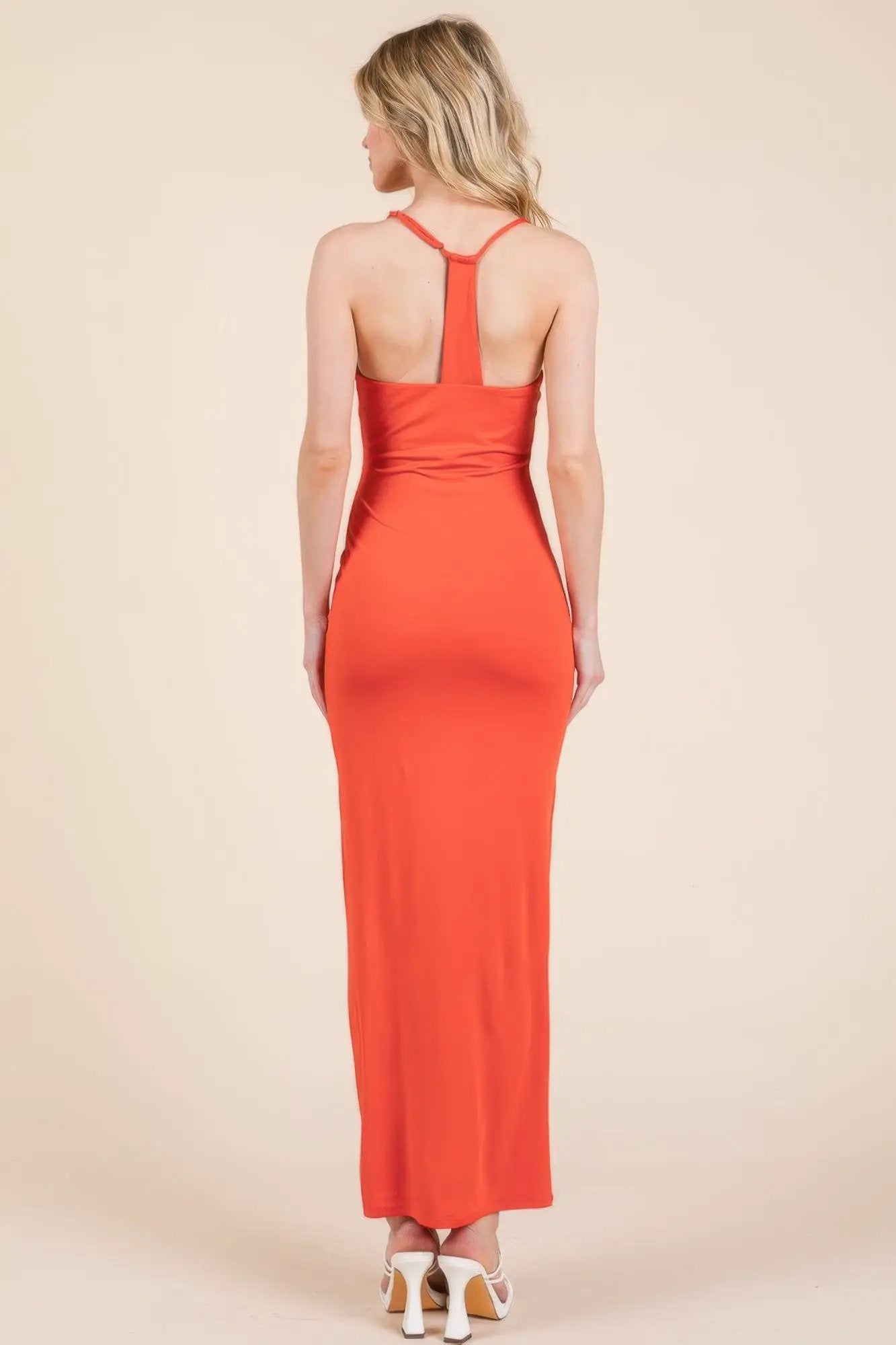 Asymmetry Ruched Double Layered Maxi Dress