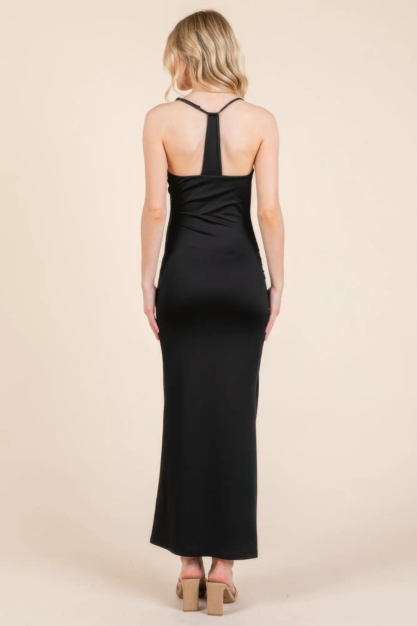 Asymmetry Ruched Double Layered Maxi Dress