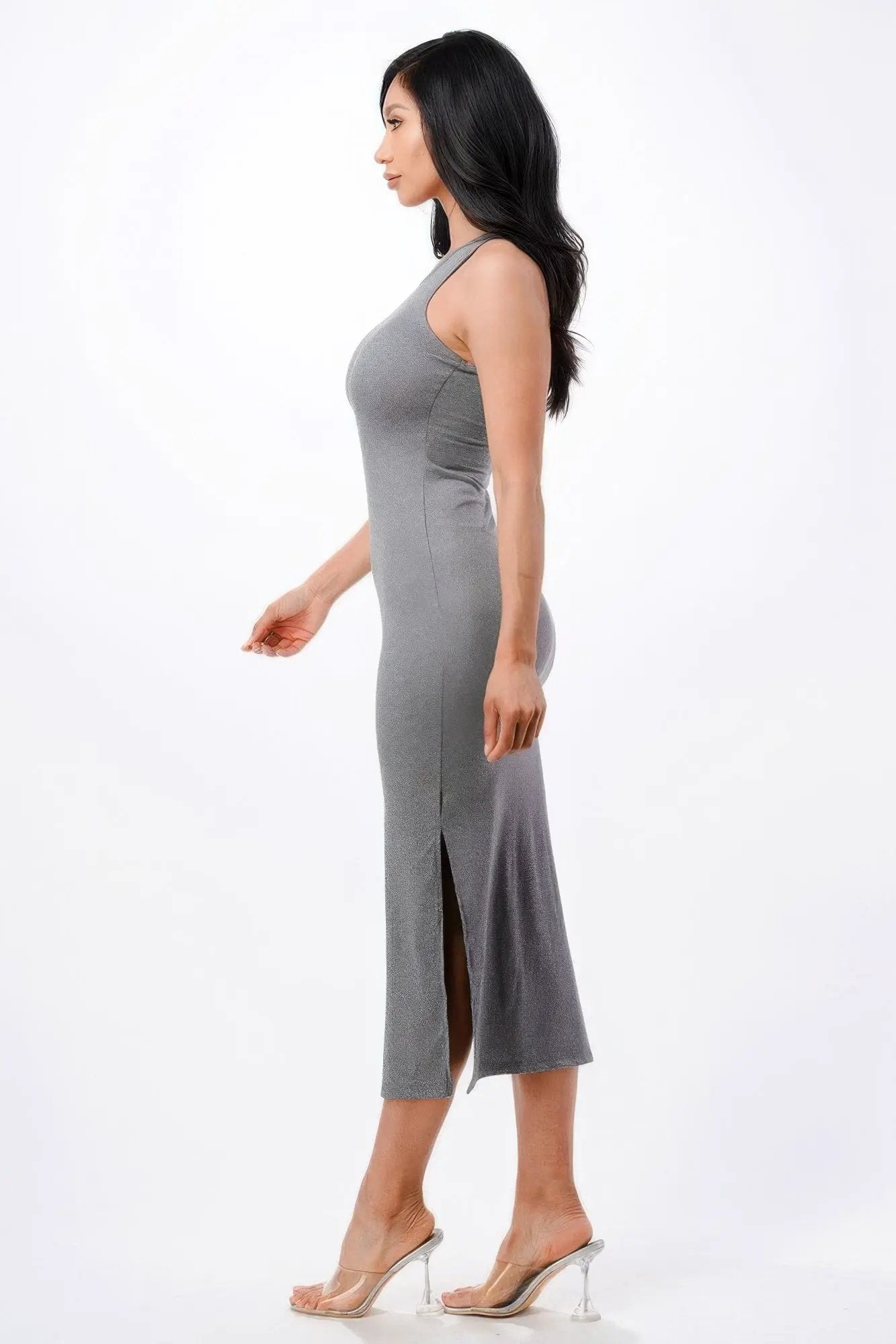 High Neck Side Slit Max Dress