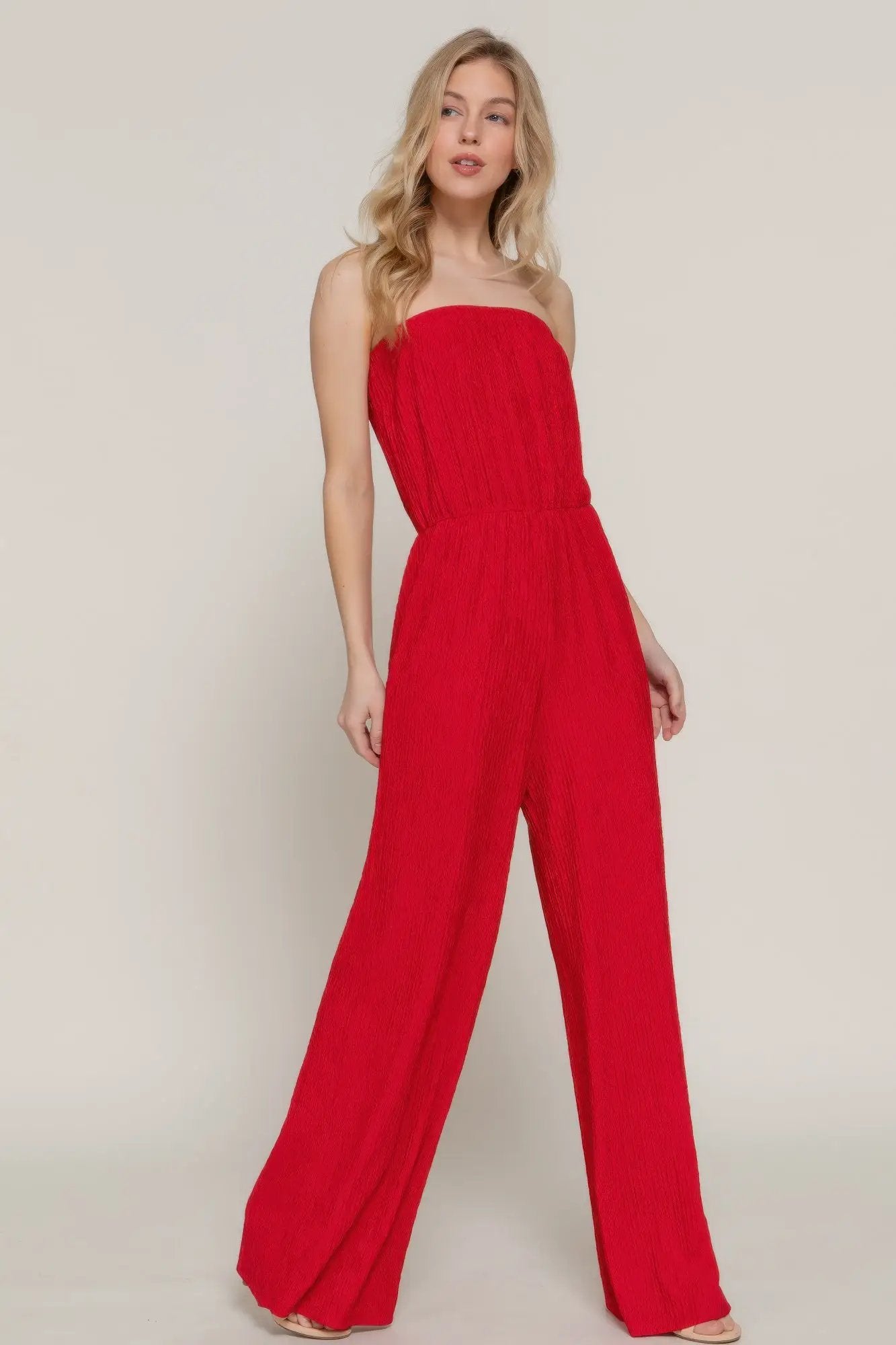 Crinkle Knit Tube Jumpsuit