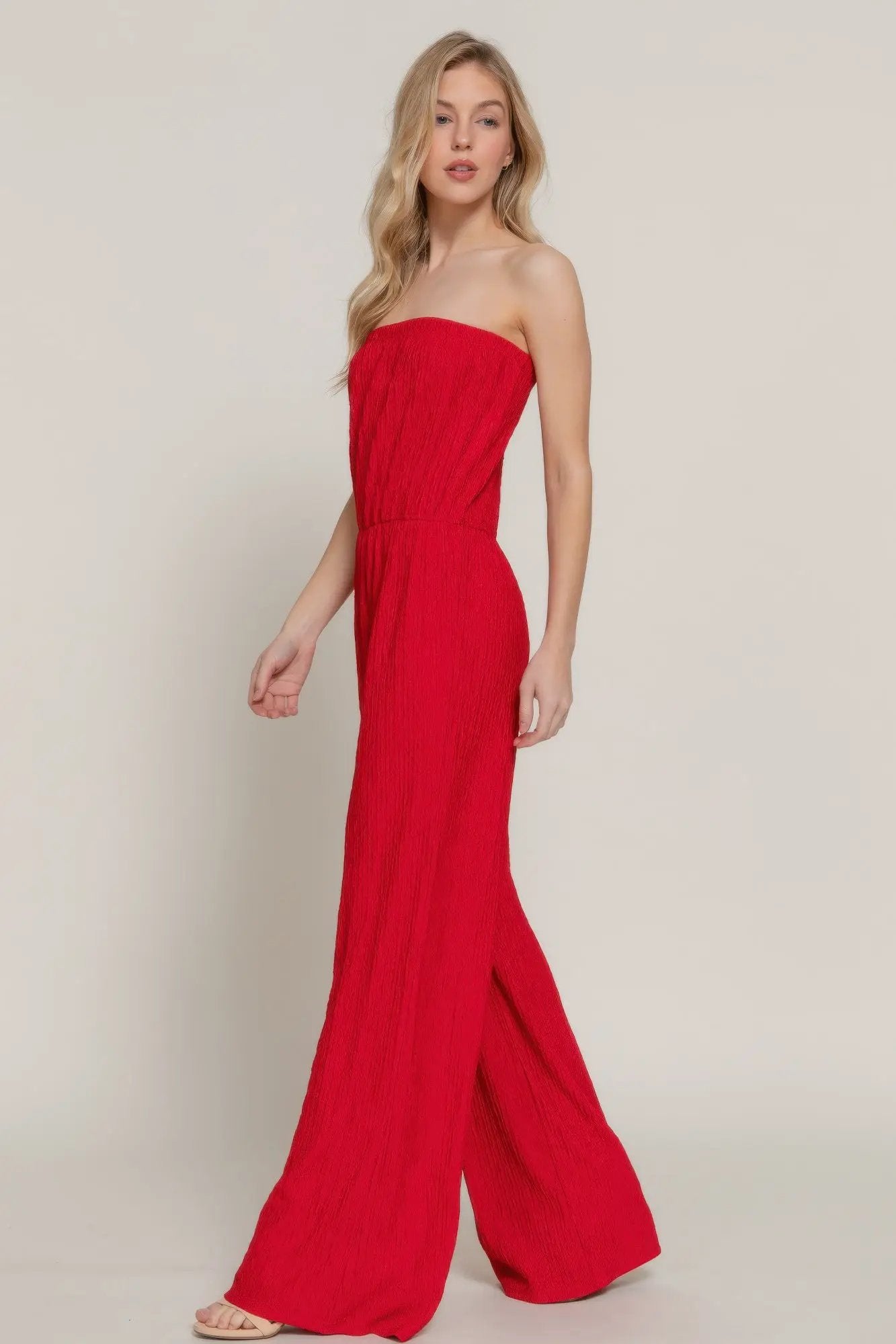 Crinkle Knit Tube Jumpsuit