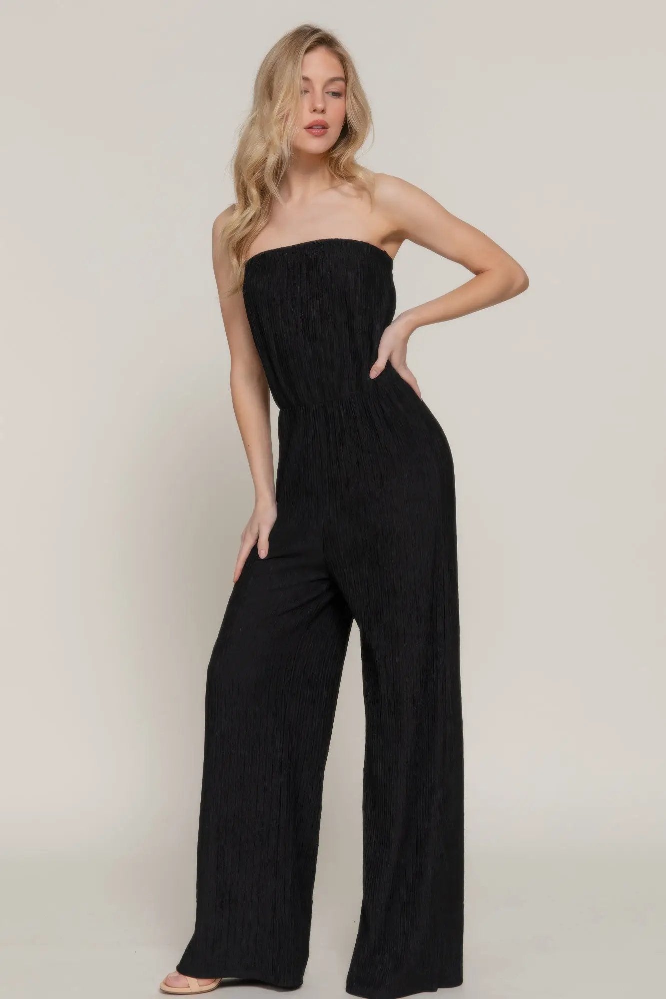 Crinkle Knit Tube Jumpsuit