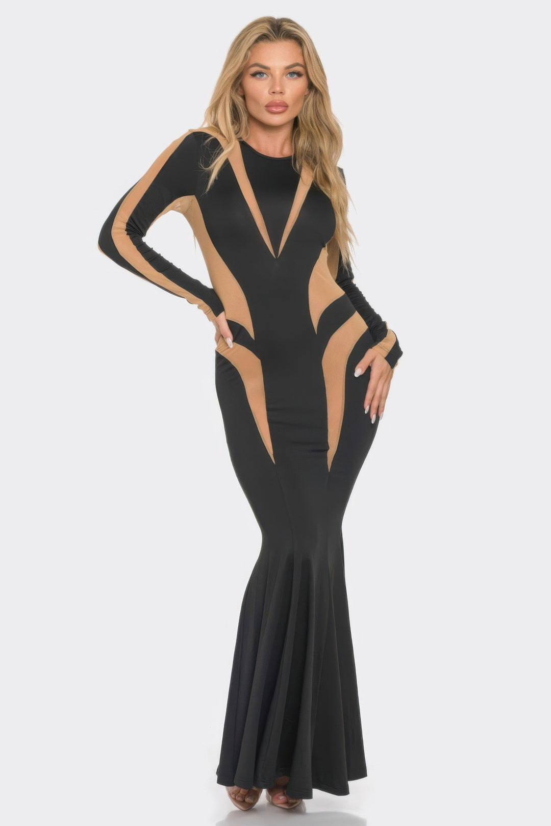 white christmas dresses Hollow Out Mesh Sheer See Through Bodycon Party Dresses Women Sexy Clu –  ASHORE SHOP main image 1