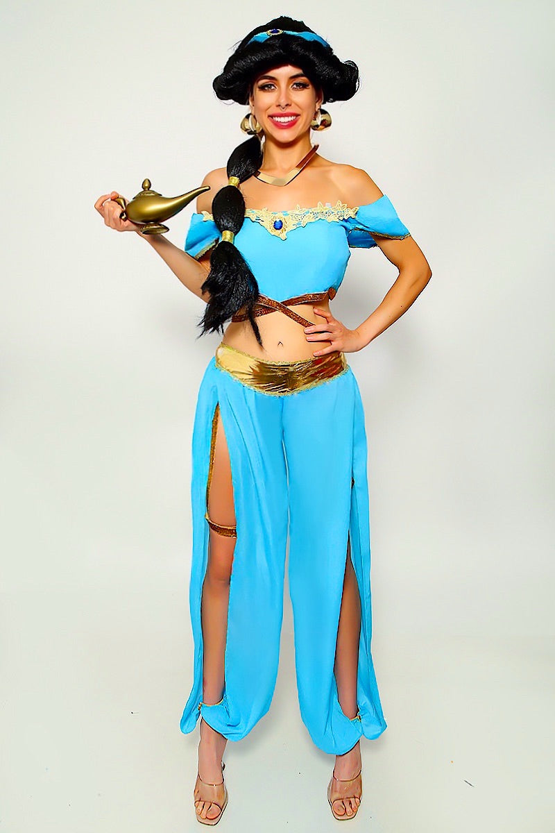 Blue Gold Sequin Gem 4 Pc Princess Jas Costume