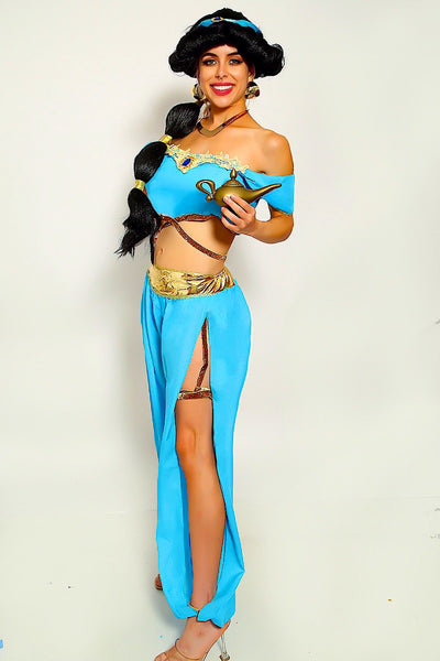 Blue Gold Sequin Gem 4 Pc Princess Jas Costume