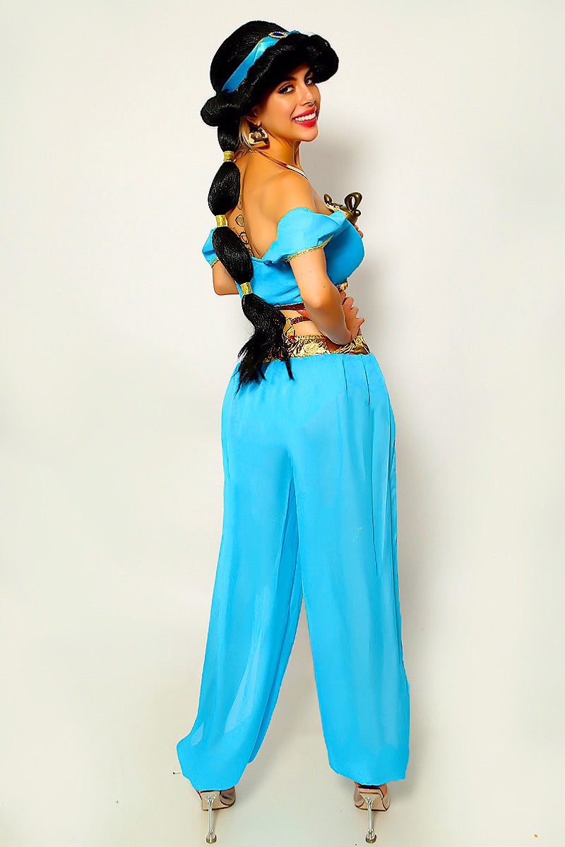 Blue Gold Sequin Gem 4 Pc Princess Jas Costume