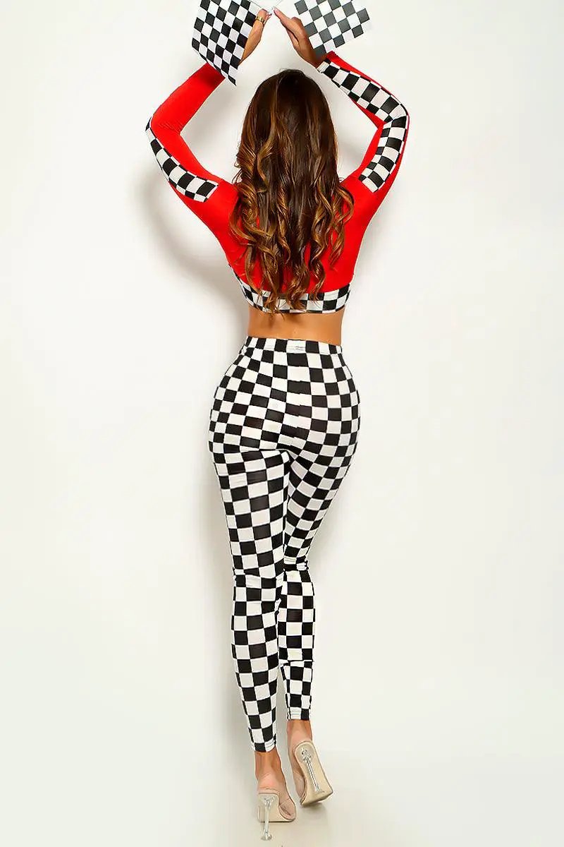 Red Race Car Racer Full Length 2pc Sexy Halloween Costume