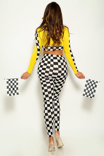 Yellow Race Car Racer Full Length 2pc Sexy Halloween Costume - AMIClubwear