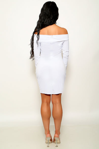 White Long Sleeves Off The Shoulders Sexy Party Dress