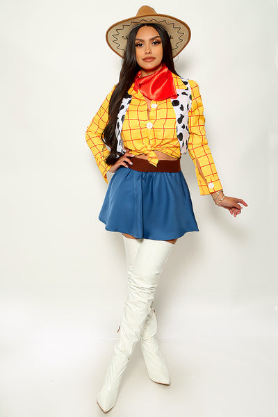 Yellow Red Long Sleeve Vest Sexy Woody Western Costume