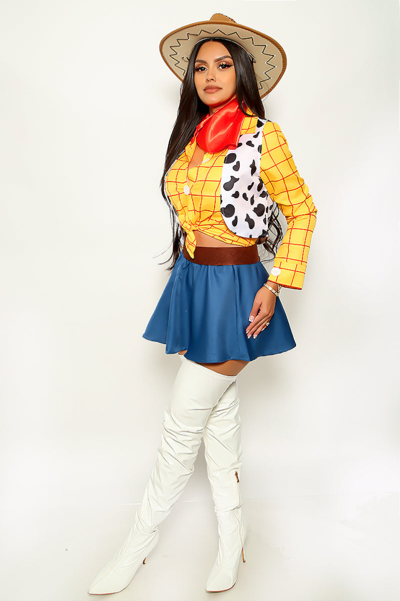 Yellow Red Long Sleeve Vest Sexy Woody Western Costume