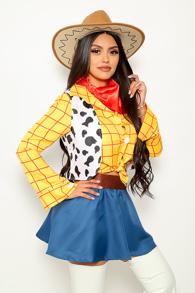 Yellow Red Long Sleeve Vest Sexy Woody Western Costume