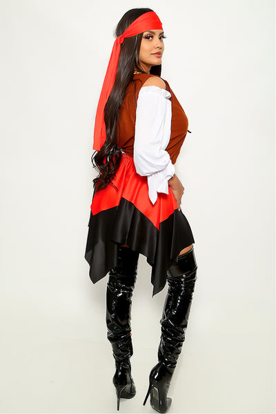 Black Red Sexy 5Pc Pirates Of Caribbean Costume