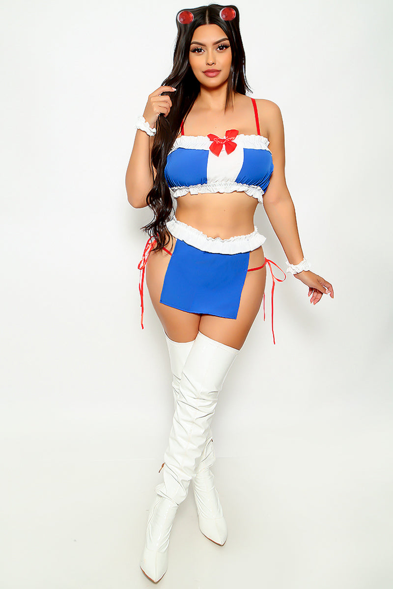 Blue Red White Bow 4Pc Sexy Sailor Moon Costume