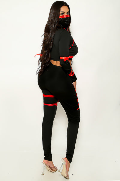 Black Red Sexy Long Sleeve Top 2 Pc Costume