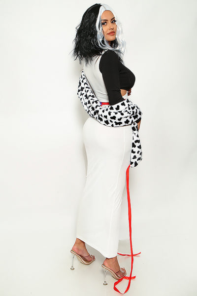 Black White Long Sleeves Cut-Out Maxi Cruella 3Pc Sexy Costume