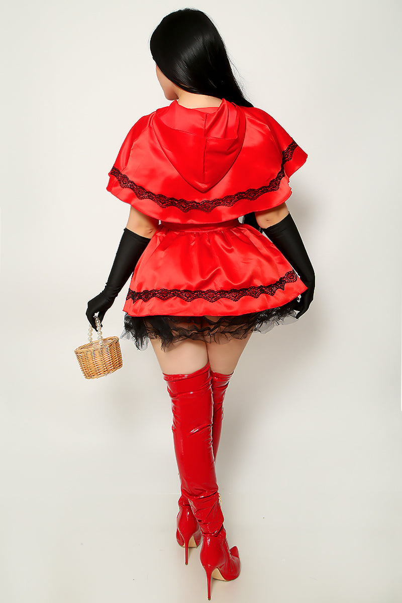 Red Black Satin Cape Sexy Little Red Riding Hood Costume