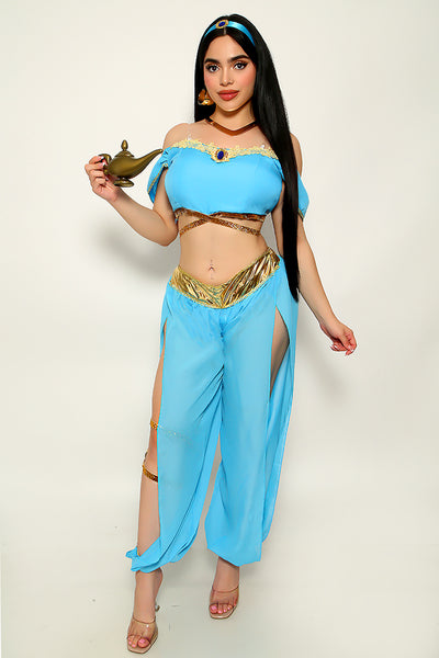 Blue Gold Sequin Gem 4 Pc Princess Jas Costume
