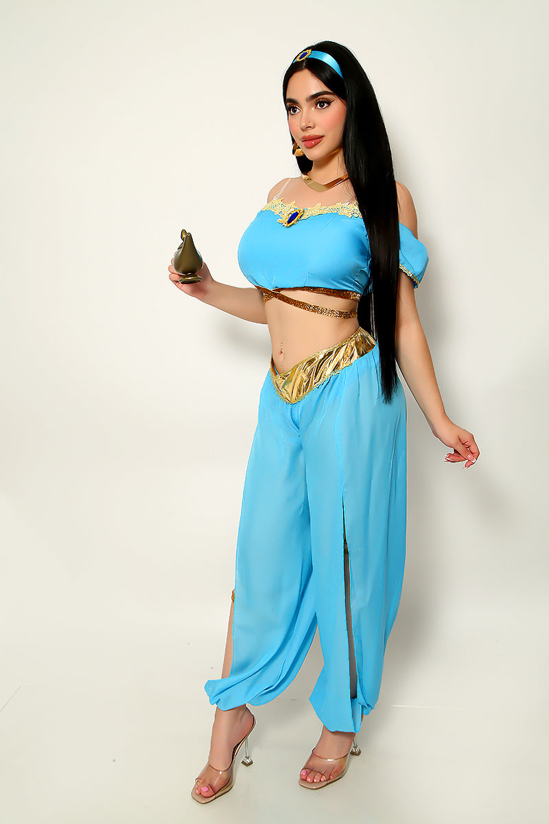 Blue Gold Sequin Gem 4 Pc Princess Jas Costume