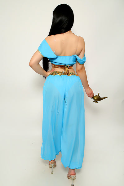Blue Gold Sequin Gem 4 Pc Princess Jas Costume