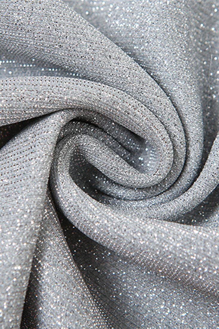 Silver Shimmer Sleeveless Fitted Sexy Mini Party Dress - AMIClubwear