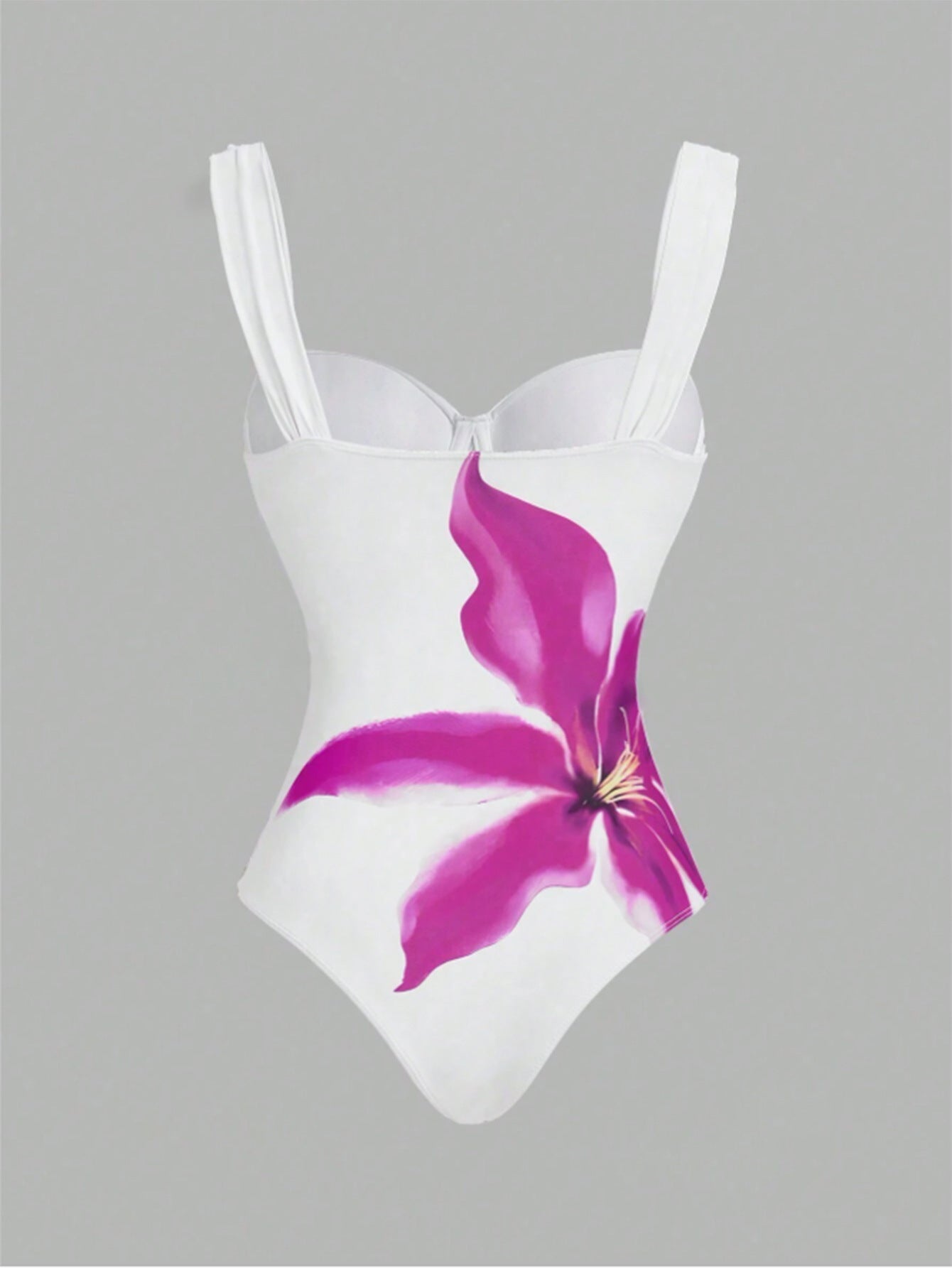 White Purple Flower Monokini Cover-Up 2Pc Swimsuit Set