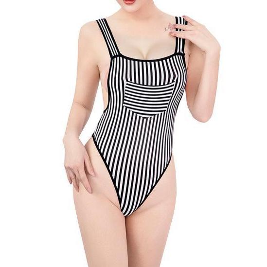 Yellow Black White Stripe 3Pc Sexy Minion Costume