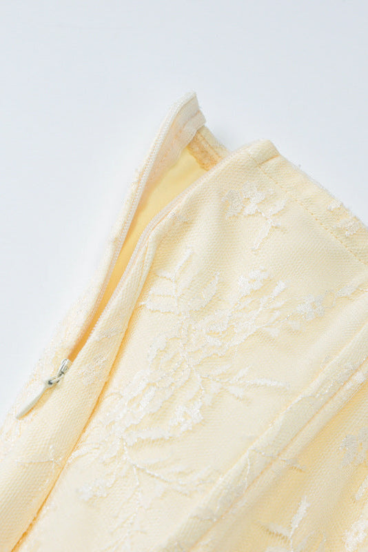 Yellow Lace Rhinestone Heart Boned Dress Sexy Sabrina Pop Singer Costume