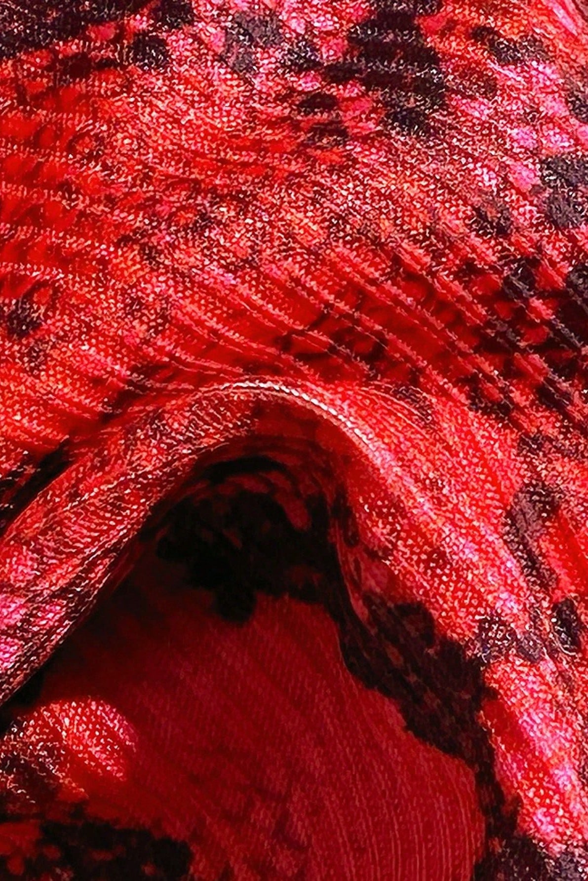 Red Snake Print Chain Thong Sexy 2Pc Swimsuit Set Bikini