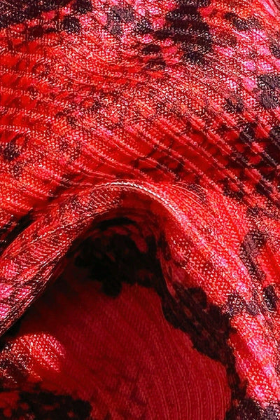 Red Snake Print Chain Thong Sexy 2Pc Swimsuit Set Bikini