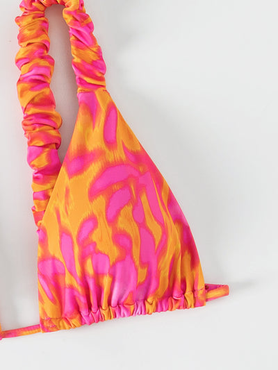 Orange Leopard Narrow Triangle Cheeky Cover-Up Sexy 3Pc Swimsuit Set