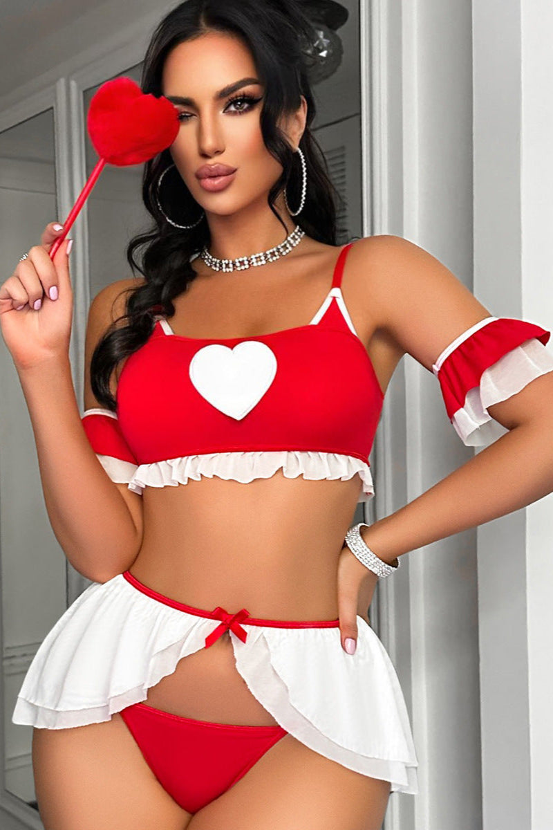 Red White Ruffle Sexy Queen Of Hearts Costume