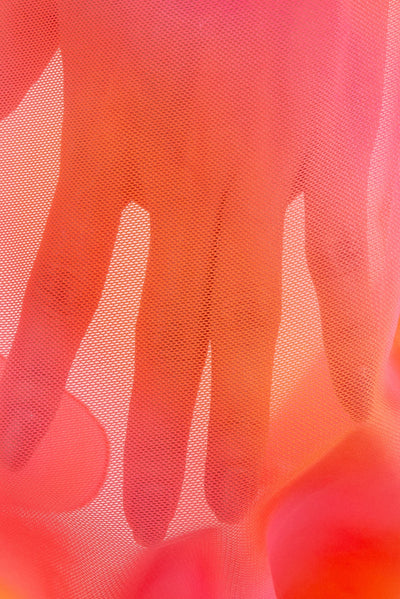 Orange Tie Dye Halter Mesh Skirt Cover-Up Sexy 3Pc Swimsuit Set