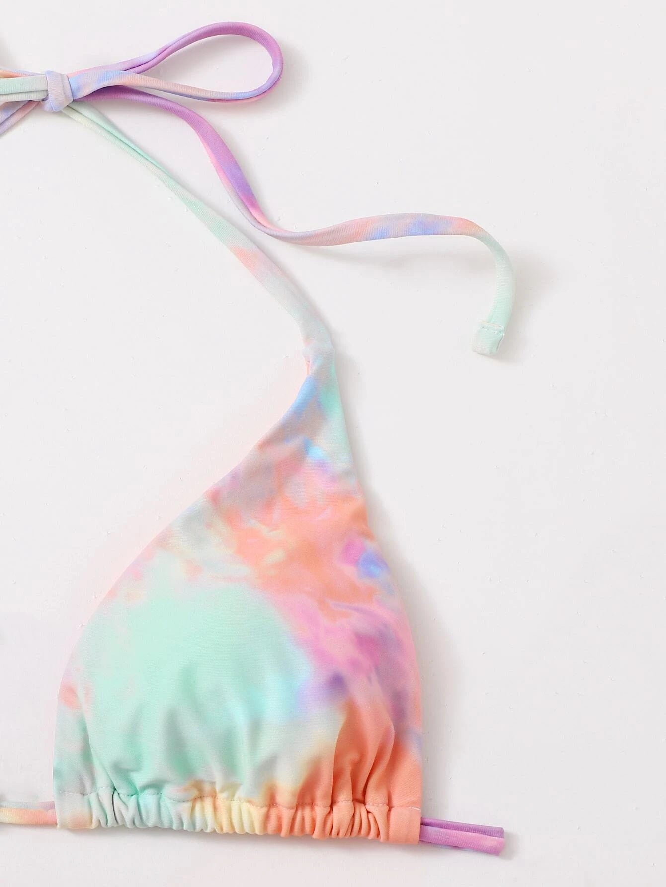 Pink Mint Tie Dye Triangle Cheeky Cover-Up Sexy 3Pc Swimsuit Set