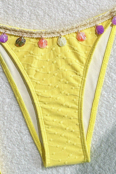 Yellow Rainbow Sea Shell Charm Sexy 2Pc Swimsuit Set Bikini