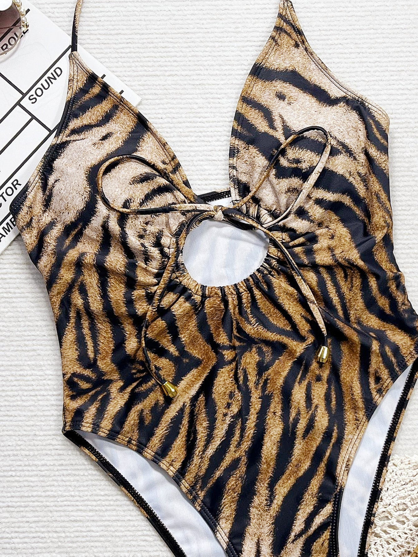 Tiger Print Halter Cheeky Monokini Sexy 1Pc Swimsuit