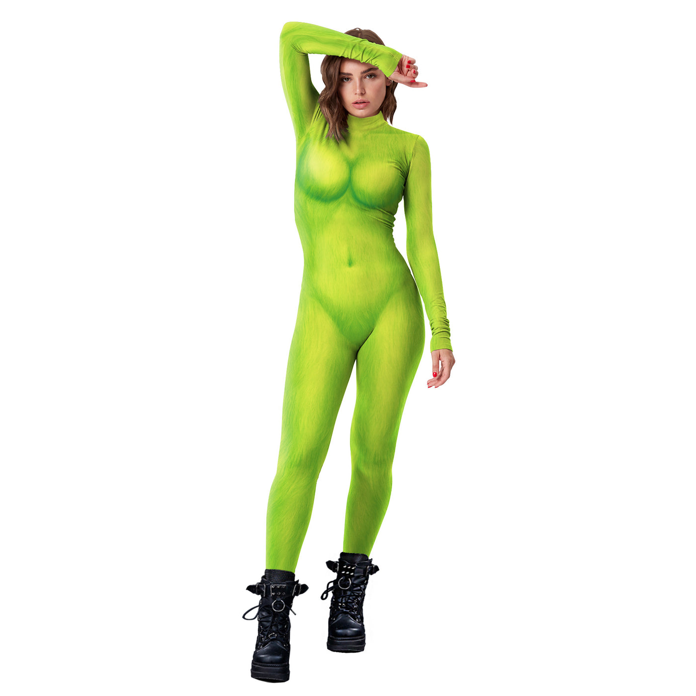 Green Grinch Sexy Fitted Movie Character Jumpsuit Costume