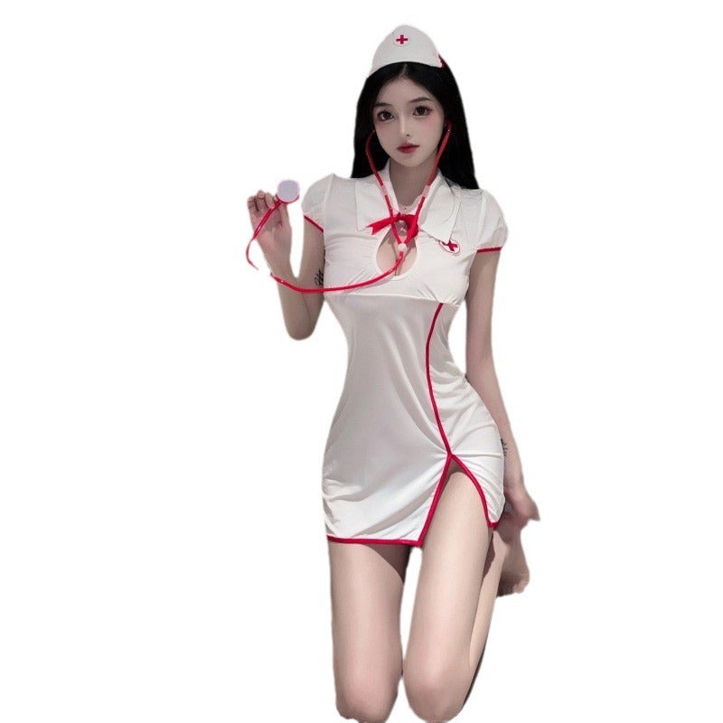 White Red Nurse Costume