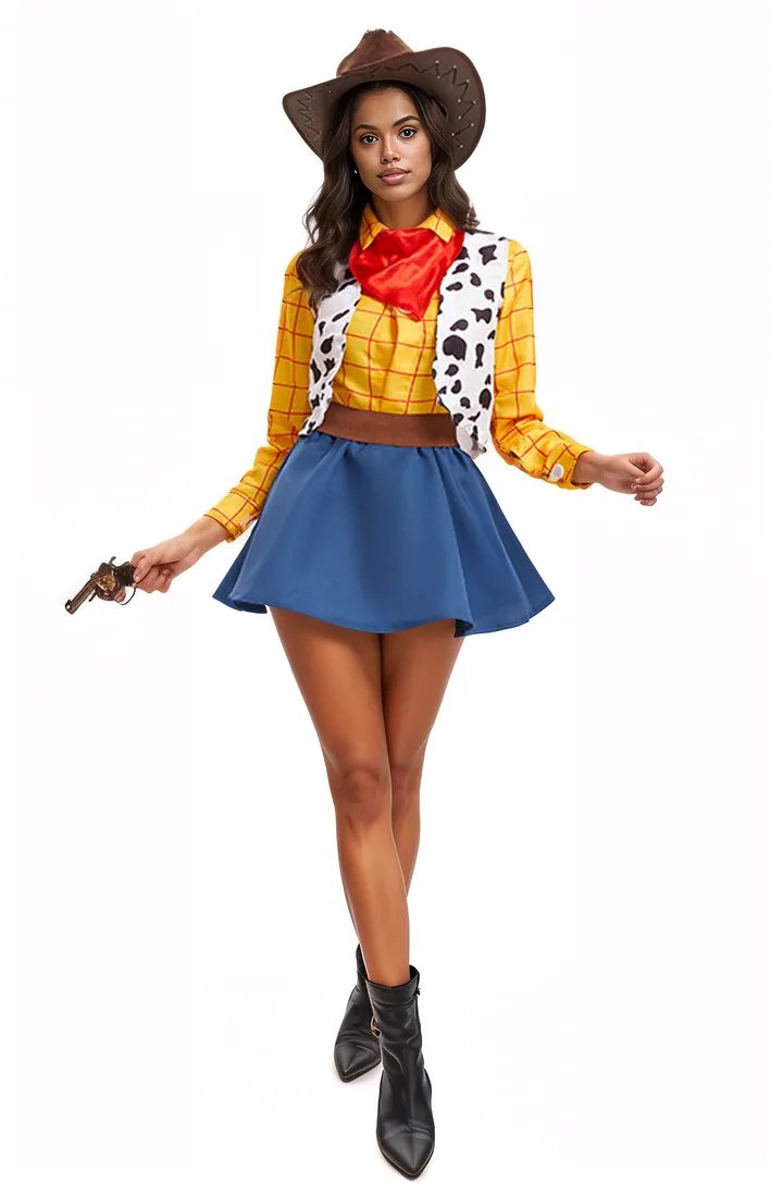 Yellow Red Long Sleeve Vest Sexy Woody Western Costume