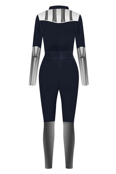 Black Dark Vador Sexy Stretchy Fitted Jumpsuit Full Length Costume