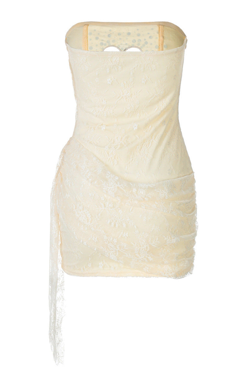Yellow Lace Rhinestone Heart Boned Dress Sexy Sabrina Pop Singer Costume