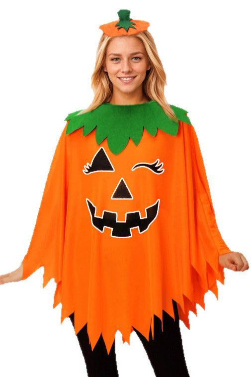 Orange Green Hat Cape 2Pc Pumpkin Costume
